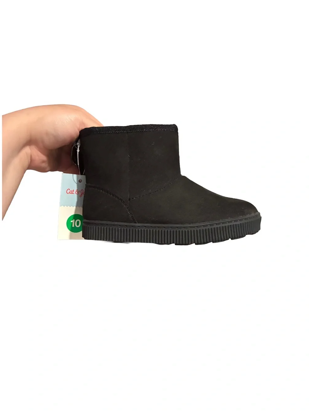 Cat & Jack Kids Black Faux Suede Booties with Zipper Size 10 NWT